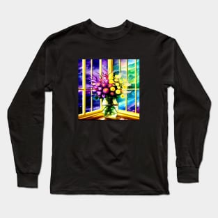 Flowers in the Corner Window Long Sleeve T-Shirt